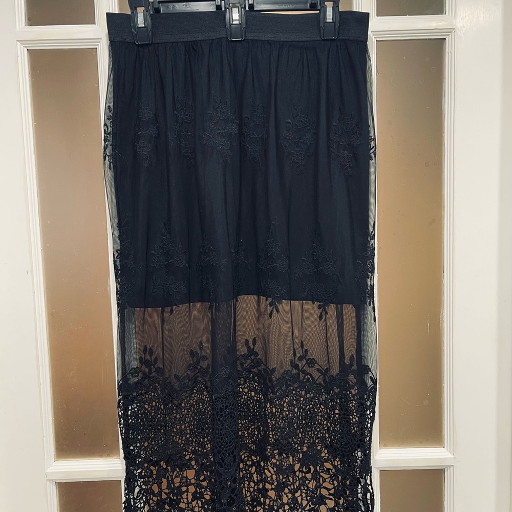 Black Lace Maxi Skirt